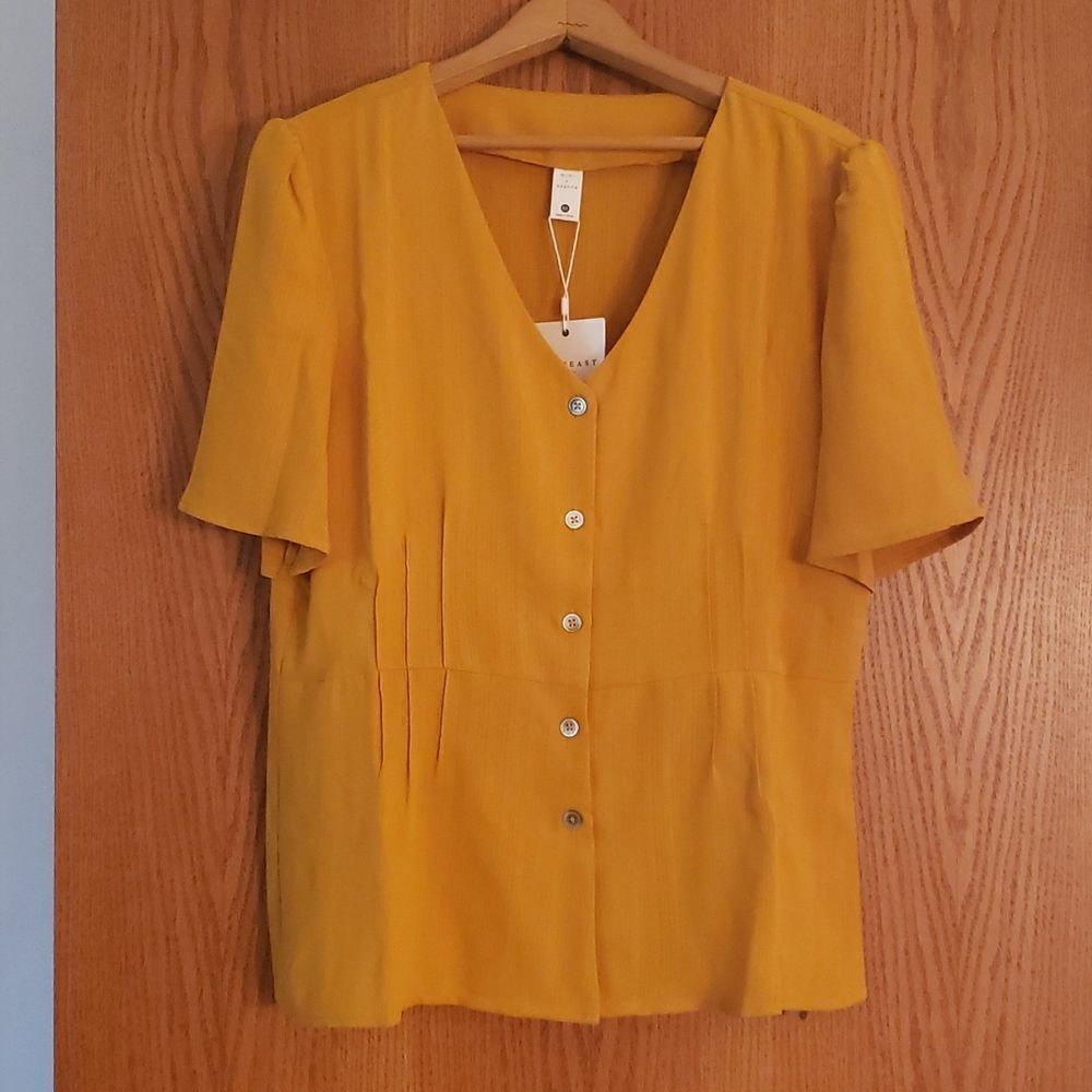 Lovely NWT DownEast Mustard Colored  Peplum Top Sz XL